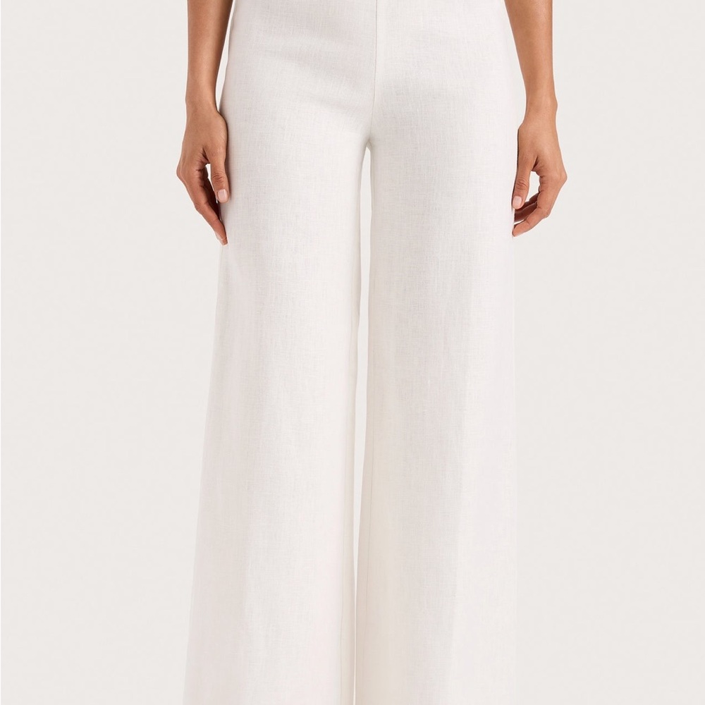 NWT Linen White Wide-Leg Pants
